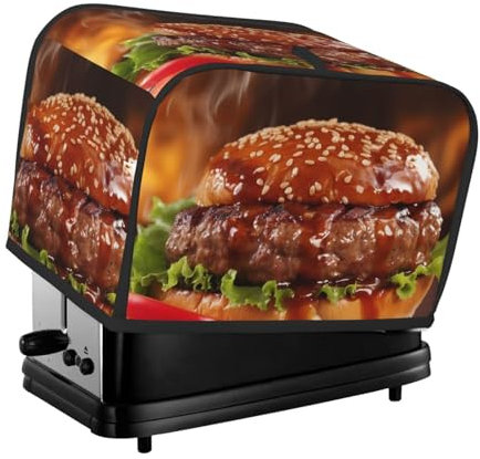 Abdeckung für Hamburger-Steak-Toaster, 2 Scheiben, für kleine Geräte, mit Taschen, Toaster, Staubschutz mit Griff oben, waschbar, Universal-Brotbackmaschinen-Abdeckung für Küche