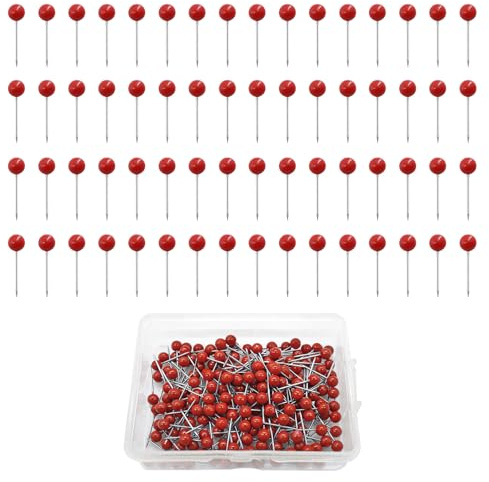 UILYNIU 600 Stück Reißzwecke, Pins für Karten, Map Pins, Heftzwecken mit Plastikbox, Karte Nagel Pinnadeln, 15mm Rot Reißzwecken, Kunststoffkopf Stecknadeln für Pinnwand Büro Schule Zuhause (Rot)