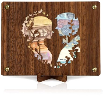 Holz-Hochzeitspaar Originelle Geldgeschenk Hochzeit, Holz Grußkarte Personalisierte Hochzeitskarte aus im Kleinforma, Hochzeitsgeschenke Geld Verpackeng mit Ständer