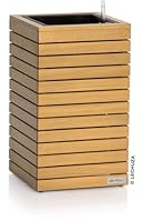 LECHUZA-Pflanzgefäß PALO Natural Wood 35 high Eukalyptusholz, Pflanzgefäß mit Bewässerungssystem, Wasserstandsanzeiger und Pflanzeinsatz, Echtholz-Oberfläche, 34,5 x 34,5 x 59 cm, 16771