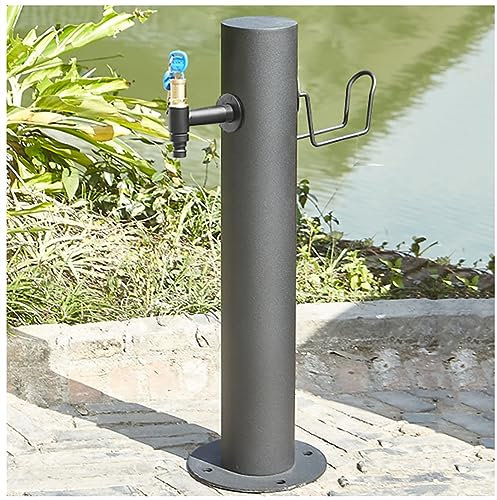 WDSOPK Fuente De Columna De Agua para Jardín con Grifo para Exterior, Soporte para Manguera De Agua para Hidrante De Patio Anticongelante, Grifo De Manguera para Monta（with 4 Faucet-20.5×50Cm）