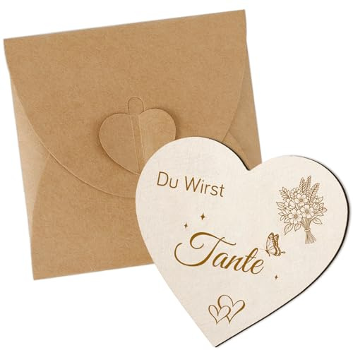 Bluckincle Schwangerschaft Verkünden Tante Herzform Holz zum Grußkarte Schwangerschaftsverkündung Schwangerschaft überraschung-Du Wirst Tante