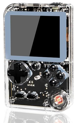 Retro Handheld Game, 3 Inch LCD Screen Portable Video Game Console with 256 Classic Games, 800 mAh Rechargeable Battery Support for Connecting TV and Two Players (Transparent White )