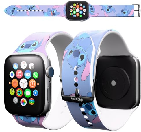 Disney Lilo and Stitch Stuff Bracelet for Apple Watch Series 9/8/7/6/5/4/3/2/1/SE 38 mm, 40 mm, 41 mm | Lilo and Stitch Gift for Women and All Fans | Compatible Replacement Bracelets, 38/40/41 MM
