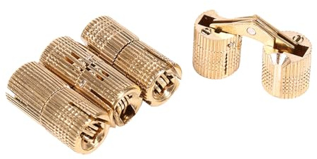Sunydog Pack 4pcs Pack 16 Mm Armoire en Cuivre Robuste Hinge Dissimulée avec Conception Unique, Grande capacité de Chargement, pour Le Projet de Bricolage des Plans de Travail (10 mm)