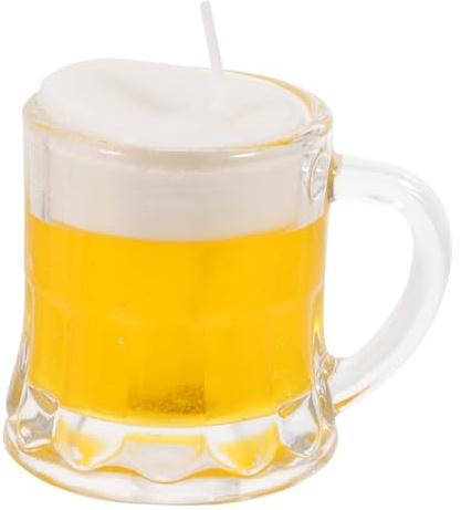 WEKAMOS Mini Vaso de Cerveza Decorativo con Vela de Gel Natural Aromática Mango Diseño y Superficie Original para Fiestas y Decoración del Hogar