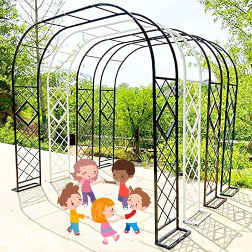 Arche de jardin pergolas pour plantes grimpantes arc de soutien arc à rose, cadre en métal, support treillis de cérémonie de mariage, décoration de jardin, vert, W320 x H230 cm