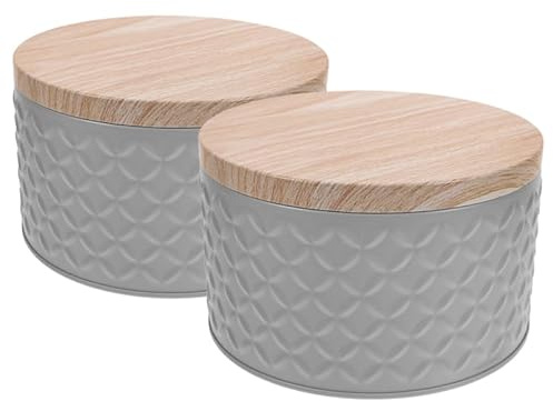 Cabilock 2pcs Cookie Tins with Lids Decorative Metal Cookie Storage Tin for Biscuits Candy and Chocolates Reusable Snack Container for Holiday Treats Birthday Parties and Home Use