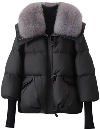 Zeiayuas Womens Winter Quilted Coats Parka Jacket Fleece Lined Puffer Jacket Warm Padded Down Coat with Faux Fur Trim Overcoat Thickened Outerwear with Pockets