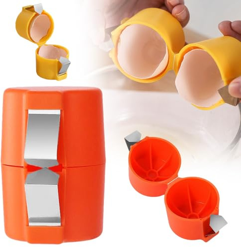 Stainless Steel Egg Shell Opener, 2025 New Egg Shell Cutter Egg Shell Separator for Raw Eggs Gadgets, Multifunctional Egg Cutter Egg Cracker Separator for Home Kitchen (Red)