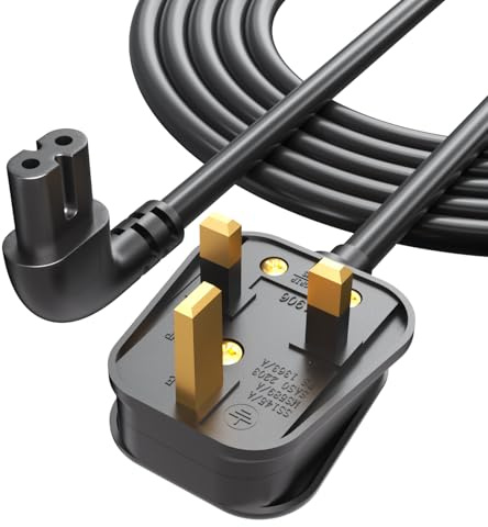 TV Cable C7 2M – Fit for Samsung, LG, Sony, Panasonic, Hisense, Sharp TV – Figure 8 90 Degree Right Angle Power Cable, Space-Saving Design