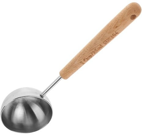 Veemoon Cuillère Doseuse 25 Ml en Inox avec Manche en Bois Naturel Mat Cuillère à Café Dorée Graduée pour Poudre de Protéines Café Thé – Ustensile Cuisine Précis et Antidérapant