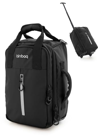Blnbag M7 Underseat Trolley 40×20×25 cm, vattentätt material, lätt handbagageväska, kabinväska, Cabin Bag max 20L, 2 hjul, vadderat laptopfack, Svart