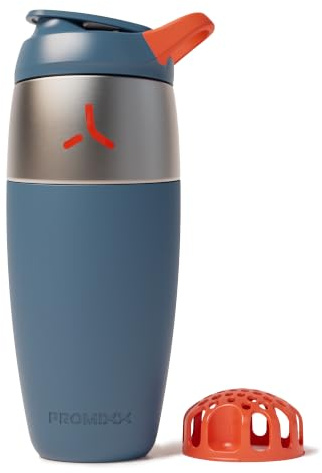 PROMIXX Pursuit Edelstahl Shaker - 950ml Leichter Metall Proteinmixer mit Snap-Fit für Glatte Shakes - Auslaufsicher Geruchsfrei für Fitness - Mitternachtsblau
