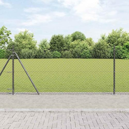 zylophax Clôture en maillons de chaîne avec socle en béton 10 x 0,8 m, panneau grillage rigide extérieur pour jardin terrasse, barrière palissade séparation occultation protection sécurité