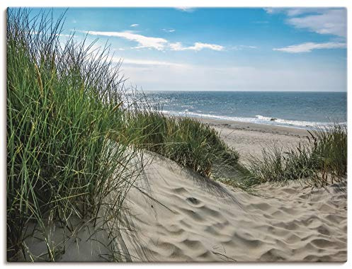 ARTLAND Wanddeko Leinwand Bilder Wandbild 80x60 cm Strand Meer Küste Nordsee Maritim Düne Sommer Modern T1OE