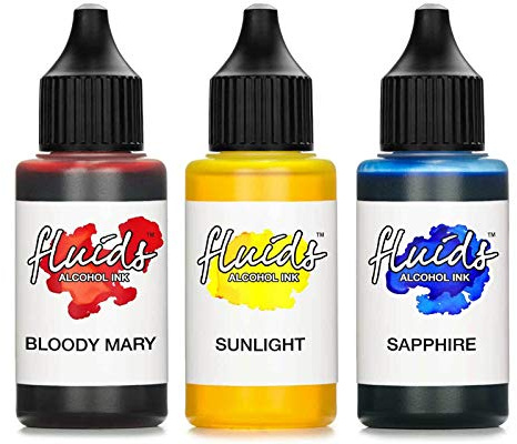 3 x 30 ml bläckfisk vätskor alkohol bläck set blodig Mary, solljus, safir för vätska konst och hartskonst, epoxiharts