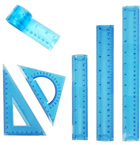 Biegbares Lineal, transparentes Kunststoff-Lineal-Set Bruchsicheres flexibles Lineal Doppelseitiges CM-ZOLL-Lineal für Schulheim 5er-Pack (6/8/12in)