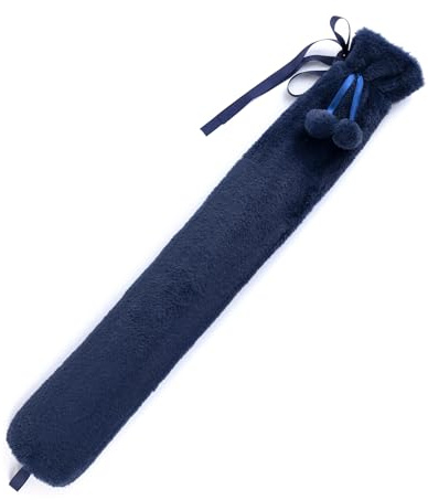 LIVIVO 2L Extra Long Hot Water Bottle with Cover UK - Large Hot Water Bottles for Adults Winter Warmth & Stress Relief - Warm Hot Water Bag, Removable Weave Cover, Leakproof Screw Cap - Navy