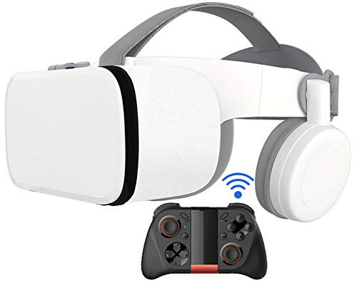 RSGK Gafas De Video VR 3D, Casco De Realidad Virtual HD con Gamepad, Gafas VR para TV, Películas Y Videojuegos Compatibles con iOS, Teléfonos Android
