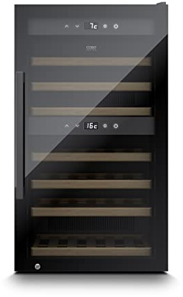 Caso WineExclusive 66 Smart - Design Weinkühlschrank, bis zu 66 Flaschen - Zwei getrennte Temparaturzonen einstellbar von 5°-20°C, LED beleuchtet, mit Wi-Fi Modul und App