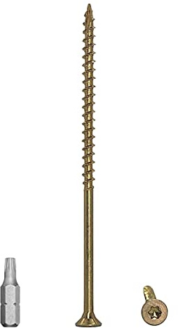 20 Stück Stahl verzinkt 5,0 x 120 mm gelb Holzschrauben Torx Kopf Typ 17 Senkkopf Teilgewinde Spanplattenschrauben (20, 5,0 x 120 mm)