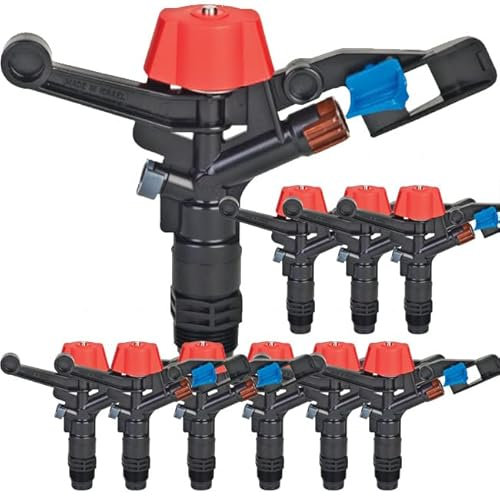 Suinga Pack 10 Aspersor de riego Agricola 3/4'' | Aspersor Antiheladas | Aspersores riego cesped 13-18 m | Aspersor Jardin Circular 360, Negro