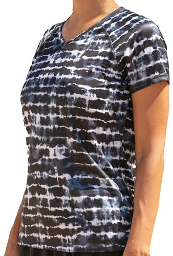 Kanu Surf Women's UPF 50+ Short Sleeved Active Swim Shirt Rash Guard & Workout Top, Harmony Navy, X-Large