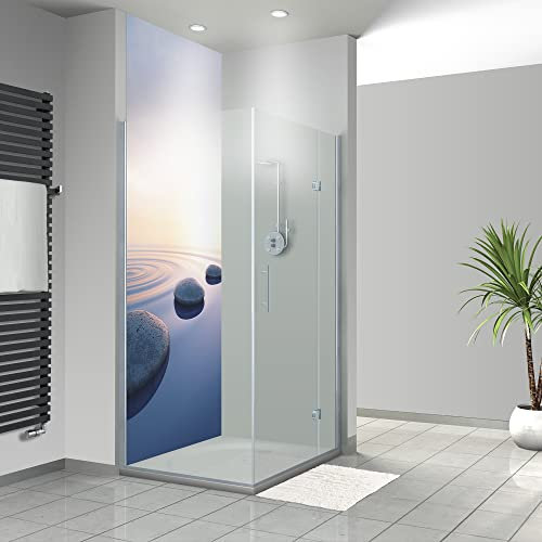 WANDFREUDE individuelle Duschrückwand Aluverbundplatte auf Maß (1 Stück - Steine im See - Seidenmatt) – Dusche Wandverkleidung Duschwandverkleidung Duschrückwände