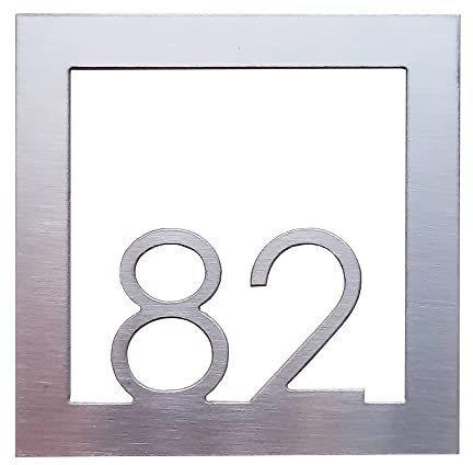 GUIZZO Creart - Hausnummer für den Außenbereich mit Personalisierbarem Stahlrahmen - Türschild Persoanalisiert für den Außenbereich, Wetterfest und Verschleißfest - Namensschild Haustür 12 × 12h cm