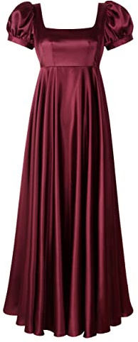 Regency Dresses for Women Bridgerton Dress Jane Austen Ball Gown Empire Waist, Burgundy, 14 Years