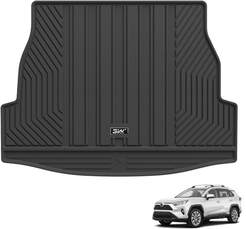 3W Boot Liner Fit for Toyota RAV4 XA50 2019-2024 2025 (Includes Hybrid), TPE All Weather Custom Boot Car Mat, Waterproof, Anti-Slip, Easy to Clean, Boot Liner Accessories