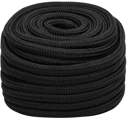 vidaXL Bootsseil Ankerleine Festmacher Tauwerk PP Leine Seil Tau Polypropylenseil Geflochten Flechtleine Schwarz 20mm 25m Polypropylen