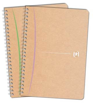 OXFORD Lot de 2 Cahiers Touareg A5 Petits Carreaux 5mm 100 Pages Reliure Intégrale Couverture Carte Coloris Assortis Papier Recyclé