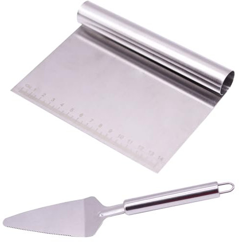 Dough Spatula, Dough Card, Stainless Steel Dough Cutter, Cake Spatula, Dough Scraper Card for Baking, Pizza, Dough Cake, Bread Cutting, Baking Tool (15 x 11.5 cm)