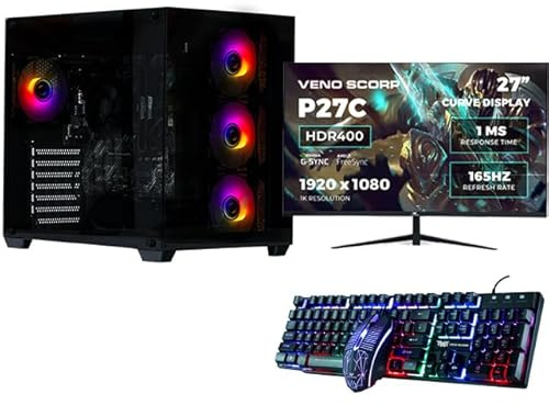 Veno Scorp Gaming PC 27 165Hz Bundle AMD Ryzen 7 5700G VEGA 8 Graphics - 16GB 3200MHz Ram - 1TB SSD - 550W PSU - Windows 11 - WiFi - NEMESIS