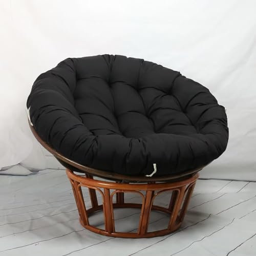 Hovoto Papasansessel Kissen, Papasan Sitzkissen für Hängesessel, Rund Papasan Sessel, Bequem Weich Sitzkissen, Hängesessel Kissen für Korbsessel, Garten Stuhlauflag, Schwarz, 60 * 60cm