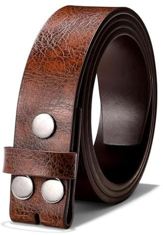 Herren Western Leder Gürtel Strap Ohne Schnalle 3.8cm Vintage Ersatz Cowboy Leder Gürtel Strap mit Snap on Schnalle
