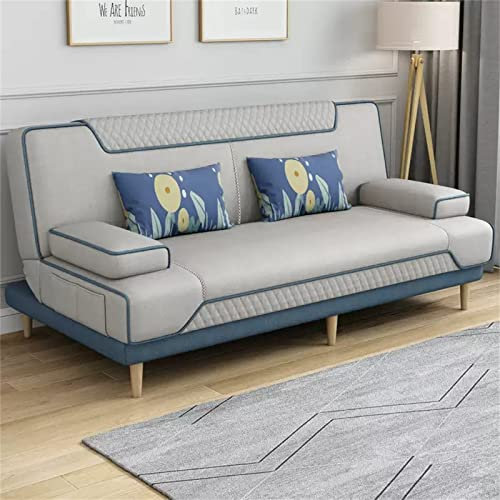 UsmAsk Klappbares Schlafsofa, gepolsterter Schlafsofa-Stuhl, Verstellbarer Bodenstuhl, Bett mit Kissen, gepolsterte Ruheliege, Schlafcouch, für Wohnzimmer, Schlafzimmer, Dunkelgrau (Blaugrau)
