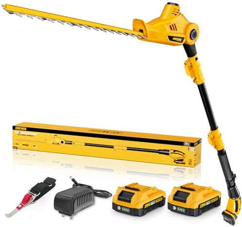 Alloyman Tagliasiepi da 20 V max tagliasiepi telescopico con 2 batterie da 2,0 Ah e caricabatterie, tagliasiepi da 8 piedi per potatura cespugli