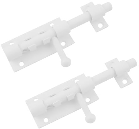 MOROBOR Chiavistello a cilindro da 10,2 cm, con foro per lucchetto, 2 pezzi, in acciaio inossidabile 304 ispessito, serratura scorrevole per porte, finestre, armadi, cancelli da cortile, colore bianco