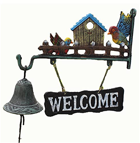 Door Bell, Decoration Bell with Bracket, Vintage Door Bell,Manual Doorbell， Chime welcome Entry Door Bell Antique Doorbell for Decoration Wall Mounted Dinner Bell Vintage Home Garden Decoration Welcom