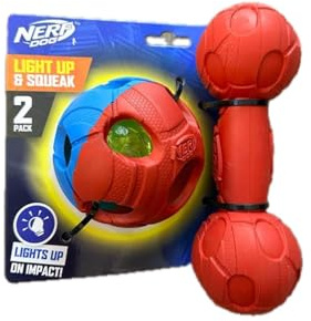 Nerf Dog Leuchtende und quietschende Knochen und Ball, 2 Stück