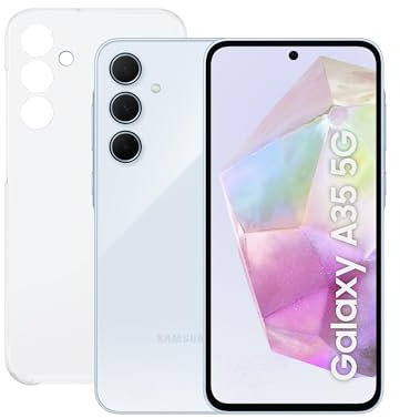Samsung Galaxy A35 5G 128GB + Funda Transparente - Teléfono Móvil Android, Smartphone Libre, 6GB RAM, Batería 2 Días de Duración, Cámara 50MP, Azul (Versión Española)