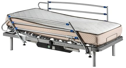 ekamia - ERIS Cama Articulada Eléctrica con colchón Wite y barandillas. - 135cm x 190cm, Mando inalámbrico