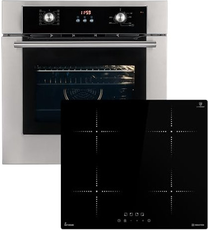 Cuisinière: 60cm Four encastrable BO8810SS + 59cm Plaque Induction IH85900RL | Gril | Air chaud | Tiroirs télescopiques | Timer automatique | Double Vitrage d'isolation thermique | SET8810IH859RL