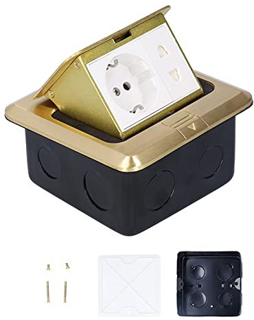 Enchufe De Piso Emergente, AC250V EU 16A Kit De Placa De Cubierta De Toma De Corriente De Latón Impermeable Enchufe De Encimera Oculto Empotrado Para Cocina Dormitorio Y Sala De Estar