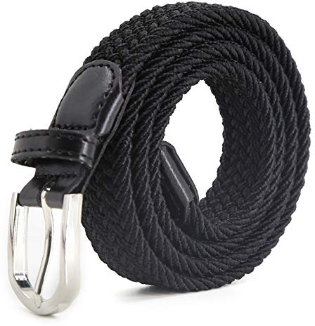AnJuHoPa stretchbälte flätat elastiskt hållbart bälte nickelfritt spänne tygbälte tillverkat av ekologiskt testat material unisex bälte, svart, 3.0w*Length100cm
