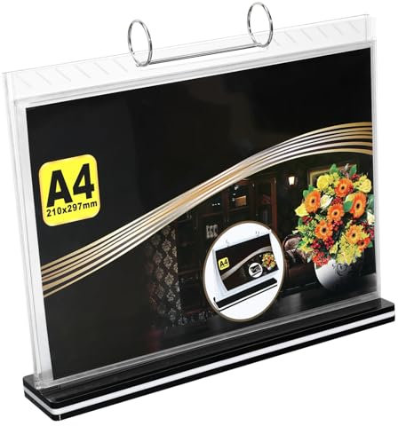 TINEASUR Tischaufsteller Horizontal Stabiler Menühalter Mit Doppeltem Klarer Signhalter Für Restaurants Und Wechseln Dokumente