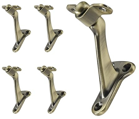 ZAUYX 5 Pack Heavy Duty Hand Rail Bracket Brushed Antique Brass Stair Brackets for Stairways Handrail Staircase Bracket